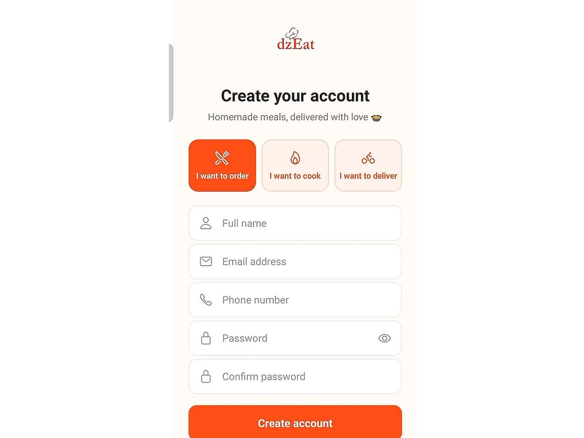 Aperçu de l'application DzEat — capture 1