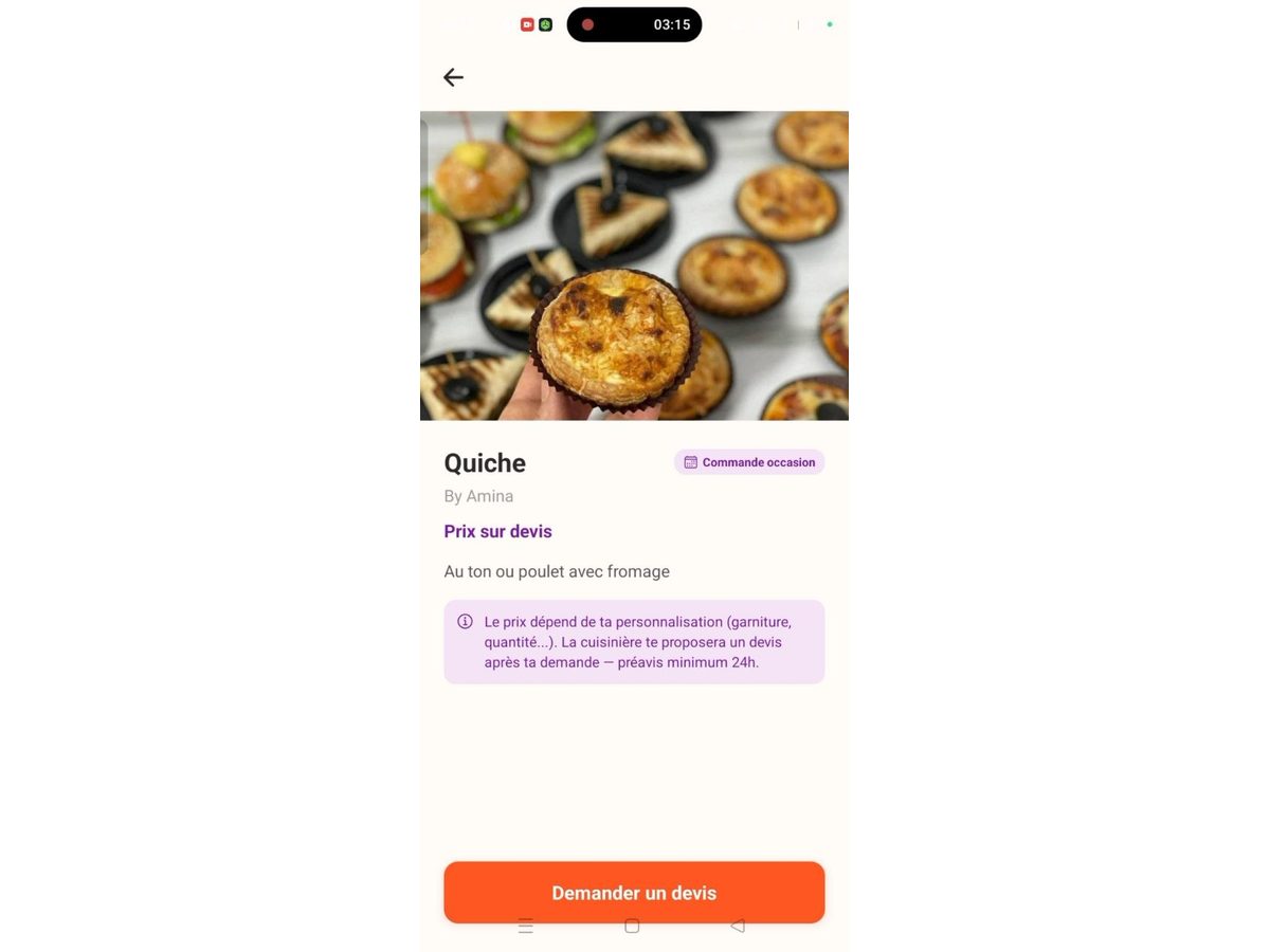 Aperçu de l'application DzEat — capture 3